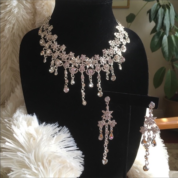 bdecked & bdazzled Jewelry - BRIDAL Crystal statement necklace CLIP earrings